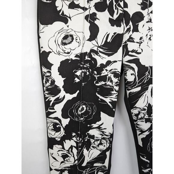 Adam Lippes Black White Floral Cigarette Pants Denim Size US 8 - Picture 5 of 14